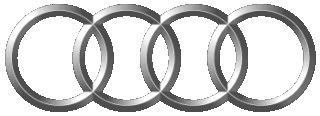 Audi logo featuring four interlocked silver rings above the word "Audi" in bold, red font on a black background—an emblem trusted by Audi Service and repair professionals worldwide.