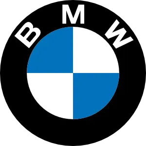 BMW logo with black background, featuring a circular emblem divided into blue and white quarters, and the letters B, M, and W above the circle—a symbol recognized by every BMW mechanic and trusted for BMW servicing.